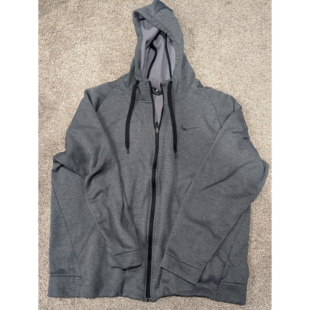 Nike Men's XL Charcoal Heather Full Zip Hooded Sweatshirt Hoodie Great Condition